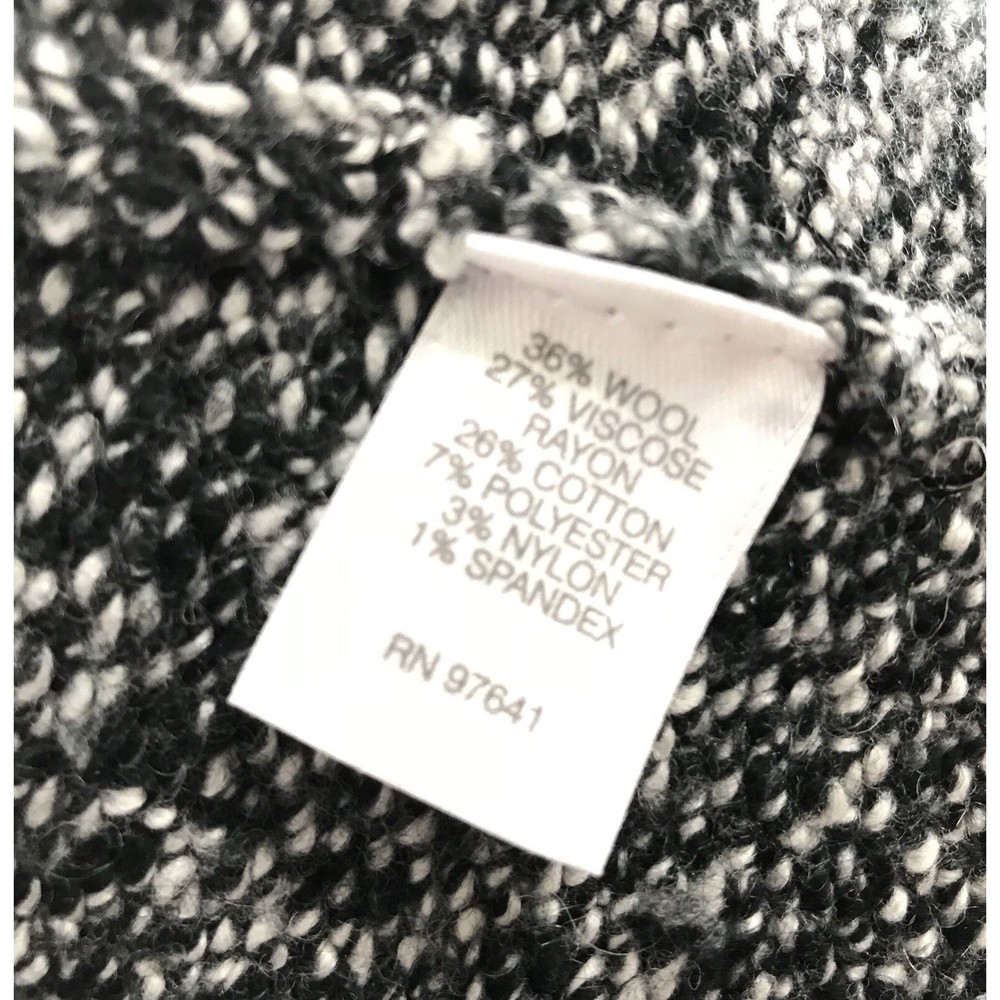 J. Jill Asymmetrical Hem Sweater Marled Black Gray Knit Wool XS Oversized - Picture 5 of 8